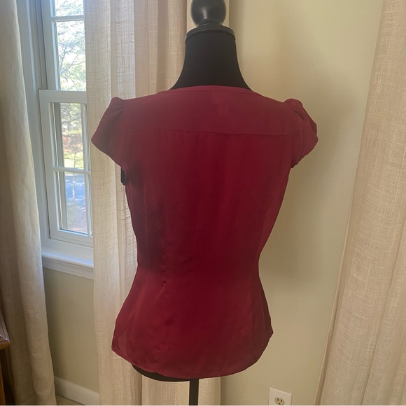 Worthington Multi-Media Raspberry Red Pleated Blouse, Petite Small - Picture 4 of 7